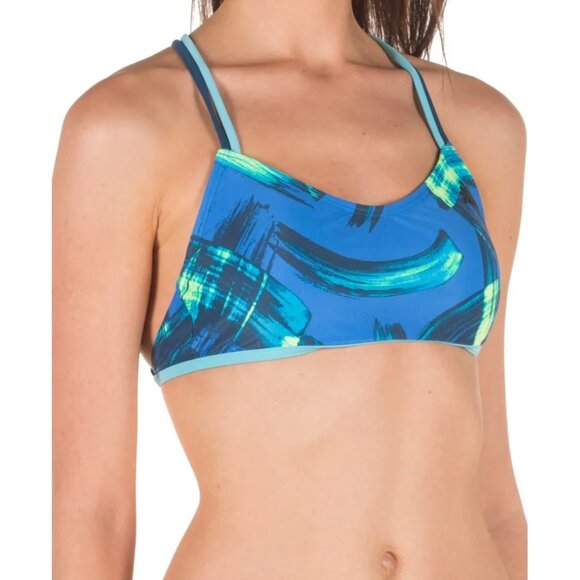 Adidas womens 42" Parley Beach Bikini 2-Piece Swimsuit Blue/Yellow DQ3174 - Picture 8 of 12